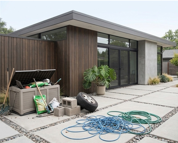Before editing — Exterior Clutter & Object Removal (Real Estate Photo Editing)