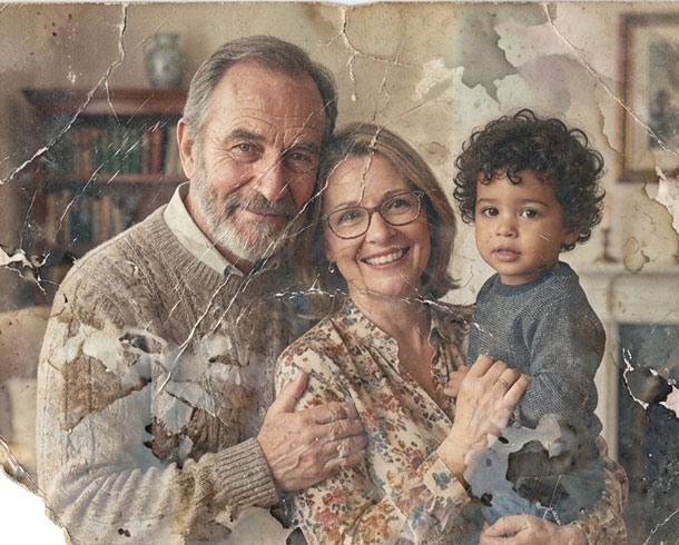 Before editing — Severe Damage Reconstruction (Photo Restoration)